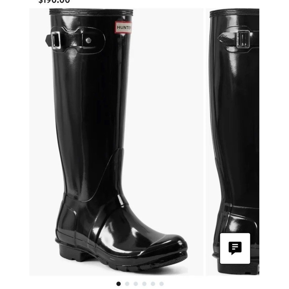 Hunter Refined Tall Gloss Waterproof Rain Boot Black Size 8 Rubber Outdoor
